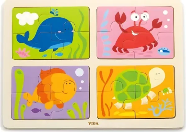 VIGA Drevené puzzle Morské zvieratá