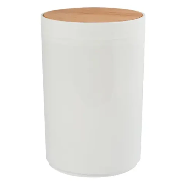 MSV OSLO výklopný odpadkový kôš 5 L biely / plast / bambusové veko (3700703991830)