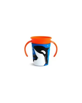 Munchkin - Juniorský hrnček WildLove 360° s uškami 177 ml - kosatka / od 6 mesiacov (5019090517751)