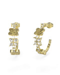 Guess Pozlátené kruhové náušnice so štvorlístkami Wild Flower JUBE05505JWYGT/U