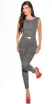 Elegant KouCla Jumpsuit with gold buckle blackwhite L