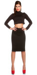 Sexy KouCla Crop Top dlhým rukávom Belly Free black