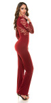 Sexy Koucla long sleeve overall with lace red XL