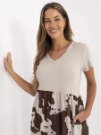 Dámske šaty DHJ SK 253701.80 Béžová s hnedou - FPrise one size béžová s hnědou