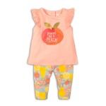 Dojčenský set dievčenský - tričko a nohavice, Minoti, Fruits 4, ružová - 80/86 | 12-18m