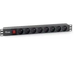 Equip 19" čierna / Zásuvková lišta / 1U / 8x zásuvka / spínač / 16 A (333285)