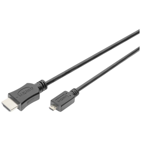 Digitus HDMI káblový adaptér Zástrčka HDMI-A, Zástrčka HDMI Micro-D 2 m čierna DB-330109-020-S 4K UHD, dvojžilový tienený, tienenie pletivom, kompletné; DB-330109-020-S