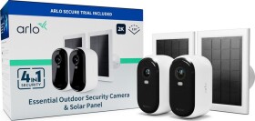 Arlo ESSENTIAL 2 2K Outdoor Camera 2pack W/2 Solar Panel BNDL