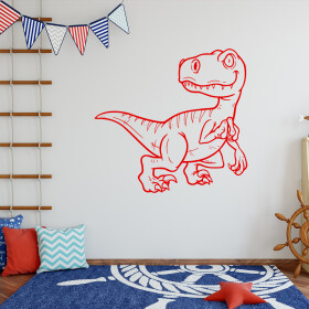 Veselá Stena Samolepka Dinosaurus Farba: červená, Veľkosť: 100 x 95 cm
