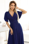 Třpytivé dlhé šaty 581-5 JENNIFER modré – Numoco XL-42