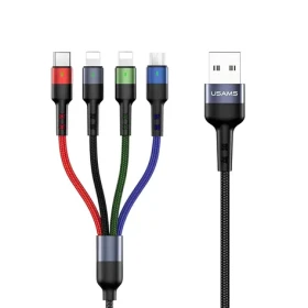 USAMS SJ413 U26 3M / Nabíjací kábel / 4v1 / 2A / 2x Lightning, microUSB, USB-C / opletený (SJ413USB01)