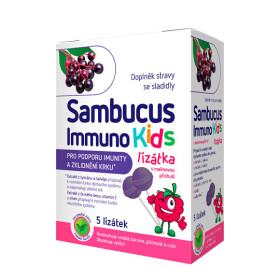 SAMBUCUS Immuno kids lízatka pre podporu imunity, malinová príchuť 5 ks