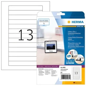 Herma Video etikety A4 biele / Etikety na VHS kazety / 147,3 x20 mm / 325 ks (5069)