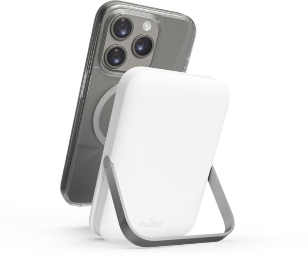 Puro PURO Stand Power Mag, 5000 mAh, Lithium Polymer (LiPo), Wireless charging, 5 V, Silver, White