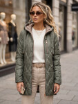 Dámska prešívaná prechodná bunda s kapucňou, zelená, FashionStreet TY5770 XXL