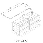 CERANO - Kúpeľňová skrinka Carole - dub medový + doska pod umývadlo z lit. mramoru Elanys - 12 mm - biela matná - 140x49,2x46 CER-8050BD85520