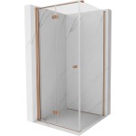 MEXEN/S - Mist-F sprchovací kút skladacie dvere ľavá 85 x 85, transparent, meď kefovaná 8A6T-085-085-65-00-L