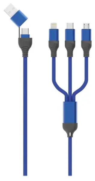 2GO 797360 čierna, modrá / Nabíjací kábel 3v1 / USB-A, USB-C / Micro-USB, USB-C, Lightning / 1,2 m (797360)