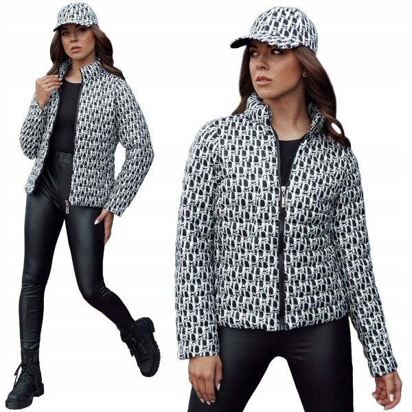 Dámska prechodná bunda s čapicou TY4505 čierno-biela – FashionStreet XXL