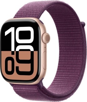 Apple Watch Series 10 GPS + Cellular 46mm Rose Gold Aluminium Case with Plum Sport Loop