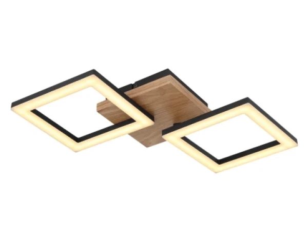 Stropné LED osvetlenie Kerry 46 cm, kov/drevo%