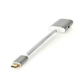 Nedis USB-C - DisplayPort a USB-C strieborná / Adaptér / USB 3.2 Gen 1 / PD / 4K 60Hz / 0,2 m / Opletený (CCTB64480AL02)