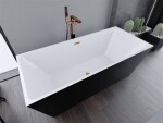 MEXEN/S - Lita voľne stojaca vaňa 170 x 75, biela/čierna, sifón a prepad ružové zlato 52121707575-60
