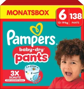 Pampers Baby Dry 13-19kg (138 ks) / plienkové nohavičky / veľkosť 6 (13-19kg) (8006540710791)