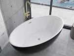 MEXEN/S - Nike voľne stojaca vaňa 175 x 100, biela/čierna, sifón a prepad zlatá kartáčovaná 54071751075-55