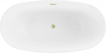 MEXEN/S - Eris voľne stojaca vaňa 180 x 80, biela, sifón a prepad kartáčované zlato 53441808000-55