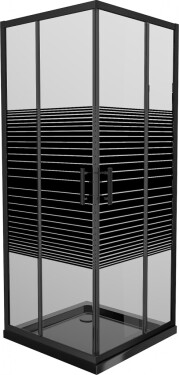 MEXEN/S - Rio sprchovací kút 70x70, pruhy, čierna + vanička so sifónom 860-070-070-70-20-4070B