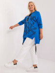 Tmavomodrá blúzka plus size s rozparky JEDNA VELIKOST