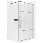 CERANO - Sprchová zástena Walk-in Onyx Cube Ľ/P - 8 mm - hranatá vzpera - čierna matná, industriálne sklo - 150x200 CER-8050BD482