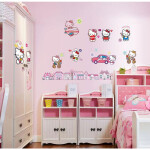 Veselá Stena Samolepka Hello Kitty s domčekmi