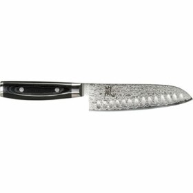 Yaxell RAN Nôž Santoku čierna / dĺžka čepele 16.5 cm / drážkovaná čepeľ (36001G)