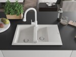 MEXEN/S MEXEN/S - Gaspar granitový drez 1.5 s odkvapkávačom vrátane batérie Elia, biela 6507-20-670101-20