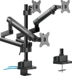 Maclean MC-811 čierna / Stolný držiak pre tri monitory / 17-27" / VESA 75x75-100x100 / nosnosť 21 kg / 2x USB 3.2 (MC-811)