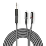 Nedis Stereo Audio kábel jack 6.35 mm (M) - 2x RCA (M) 3.00 m tmavo šedá (COTH23300GY30)