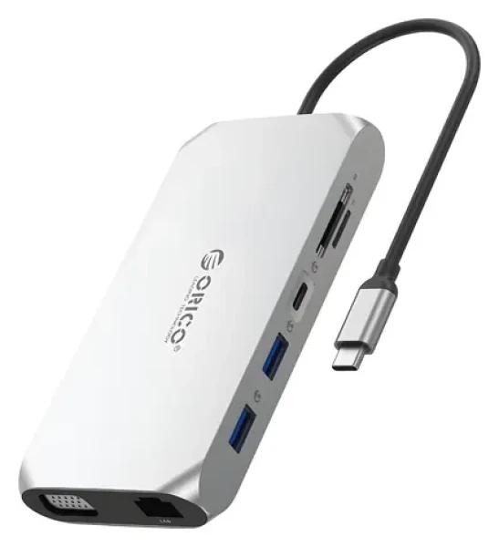 Orico USB-C dokovacia stanica 12v1 / Dokovacia stanica / 4X USB-A / USB-C PD 100W / HDMI 4K 30Hz / VGA / microSD/SD (ORICO-XCR-X22-SV-BP)