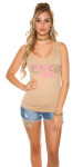 Trendy KouCla Tanktop Peace and Love CORAL Einheitsgroesse