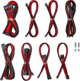 CableMod PRO ModMesh C-Series čierno-červená / Sada káblov / Corsair RMi RMx / 12VHPWR / Dual StealthSense (CM-PCSR-16X2KIT-NKKR-R-SS)