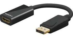 Goobay 67881 čierna / Redukcia DisplayPort - HDMI / DisplayPort 1.2 / pozlátené konektory / 0,1 m (67881)