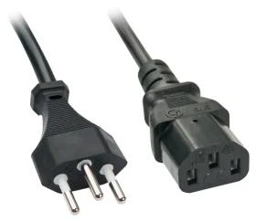 Lindy čierna / Napájací kábel / Švajčiarska zástrčka - IEC 320 C13 / 3 m (30418)
