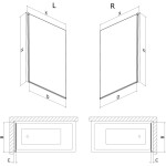 MEXEN - MIST vaňová zástena 80x150 cm 6mm 1-s, čierna, okraj, ľavá 8A9-080-001-70-70-L