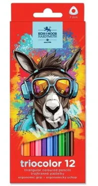 KOH-I-NOOR Trojhranné pastelky Triocolor 12ks Somár (3132012013KS)