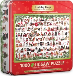 EUROGRAPHICS Puzzle v plechovej krabičke Vianočné psy