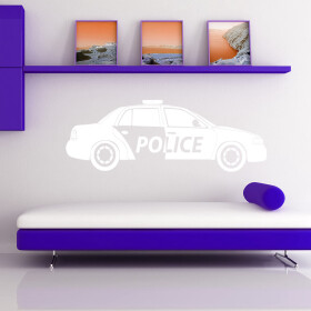 Veselá Stena Samolepka Policajné autíčko Farba: biela, Veľkosť: 40 x 13 cm