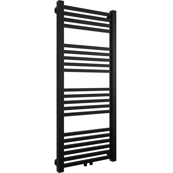 CERANO - Kúpeľňový radiátor Franko - stredové pripojenie 50mm/bočné - 392W - čierna matná - 1200x500 mm CER-429646