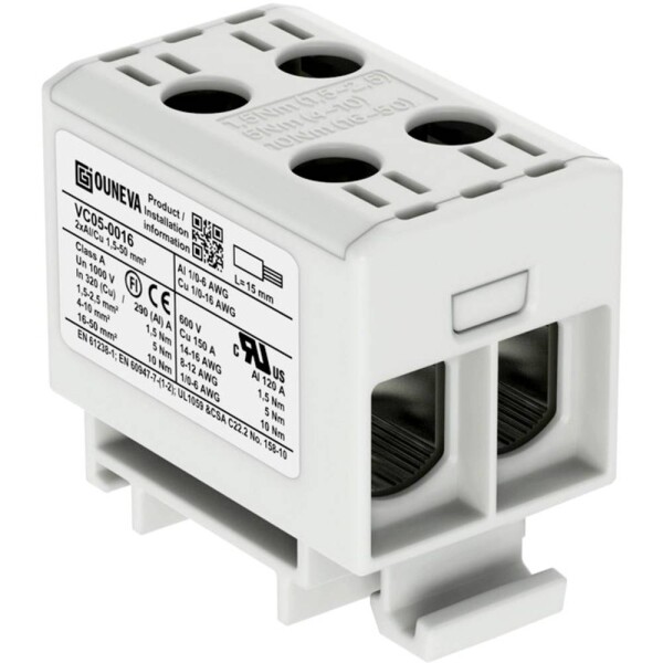 Ouneva Group VC05-0016 blok rozvádzača skrutkovací sivá 1 ks; VC05-0016