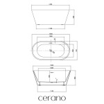 CERANO - Vaňa akrylátová Timea - voľne stojaca - biela lesklá - 149x74x58 CER-978785